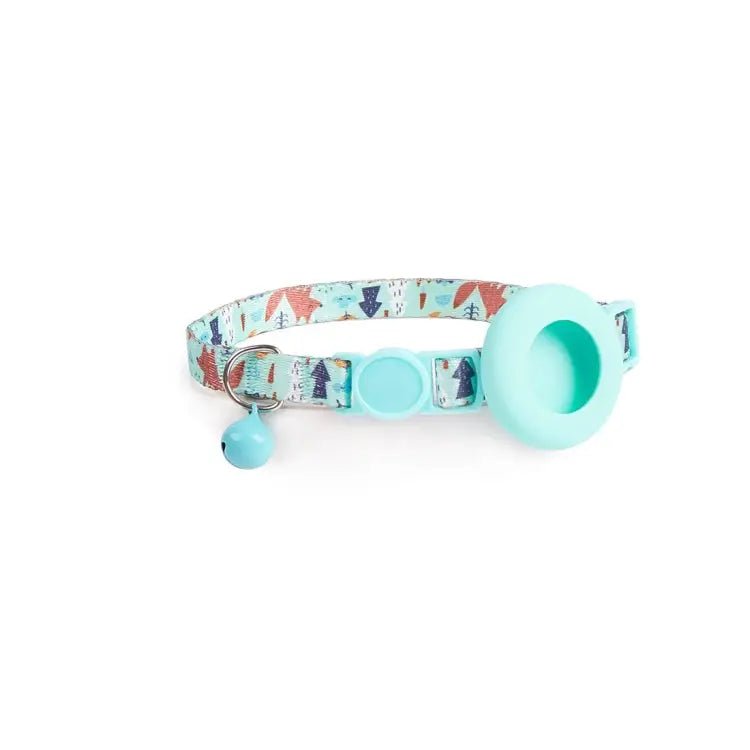AirTag Pet Collar Holder with Bell & Safety Buckle – Stylish Printed Design - wevelnit