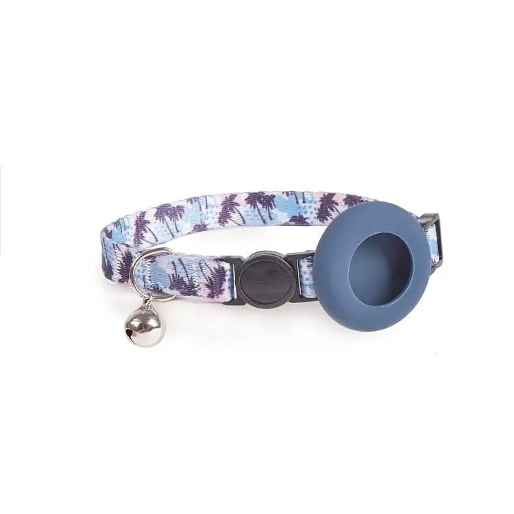 AirTag Pet Collar Holder with Bell & Safety Buckle – Stylish Printed Design - wevelnit
