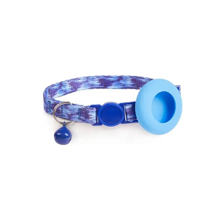 AirTag Pet Collar Holder with Bell & Safety Buckle – Stylish Printed Design - wevelnit