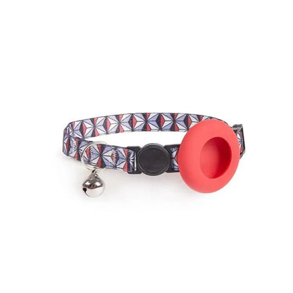 AirTag Pet Collar Holder with Bell & Safety Buckle – Stylish Printed Design - wevelnit