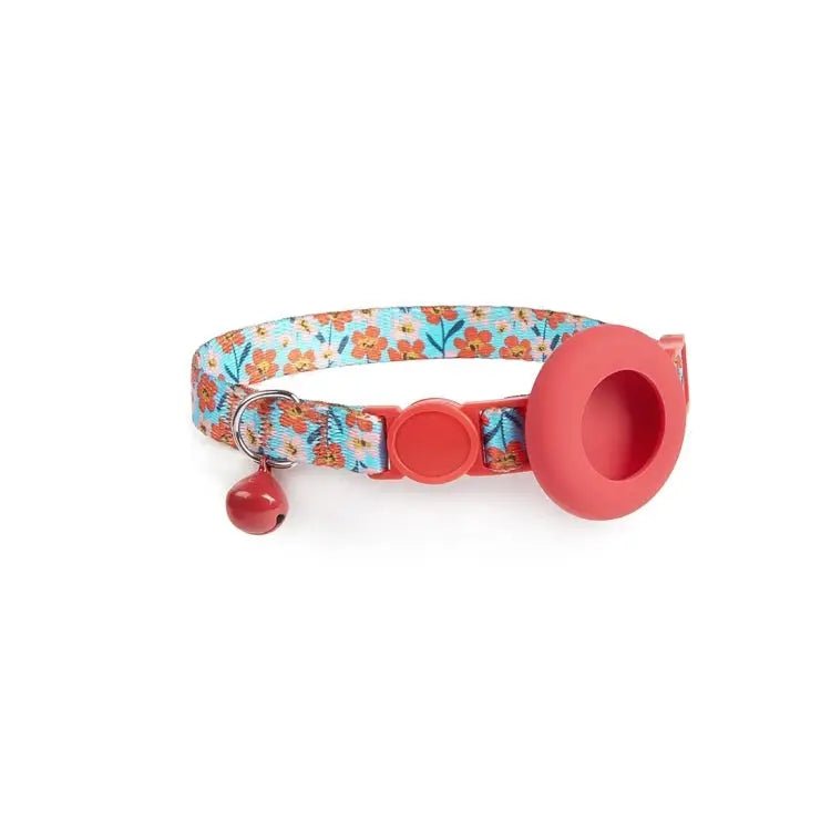 AirTag Pet Collar Holder with Bell & Safety Buckle – Stylish Printed Design - wevelnit