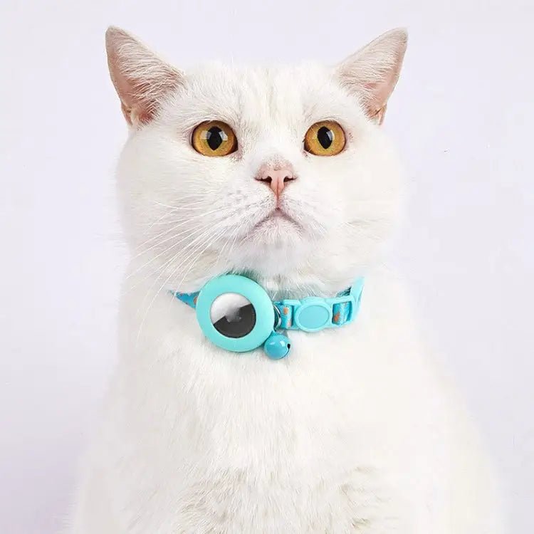AirTag Pet Collar Holder with Bell & Safety Buckle – Stylish Printed Design - wevelnit