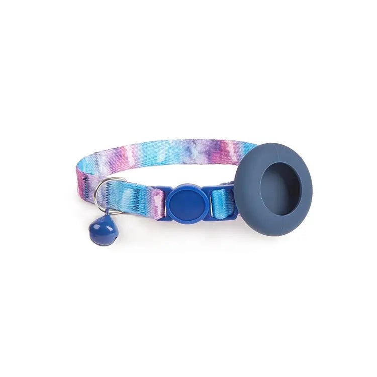 AirTag Pet Collar Holder with Bell & Safety Buckle – Stylish Printed Design - wevelnit