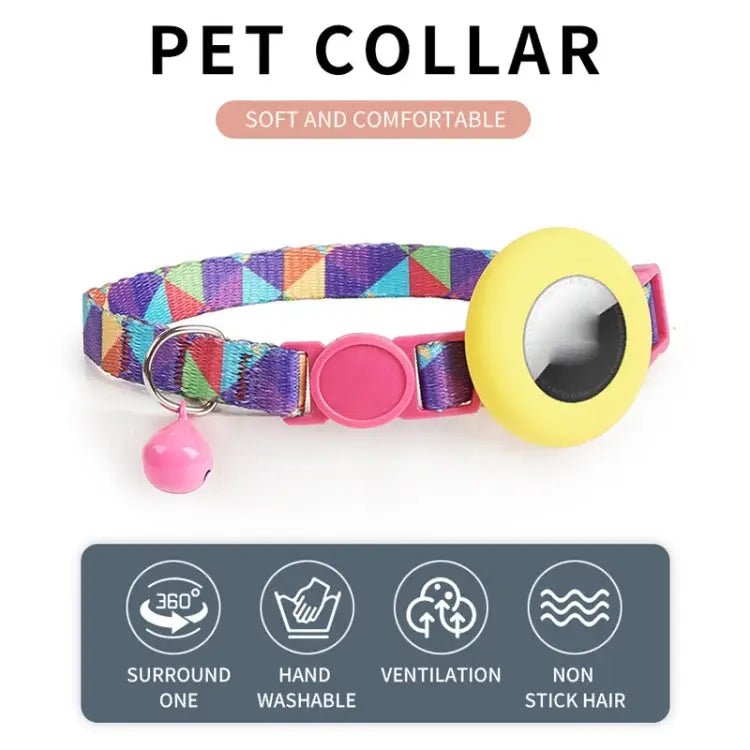 AirTag Pet Collar Holder with Bell & Safety Buckle – Stylish Printed Design - wevelnit