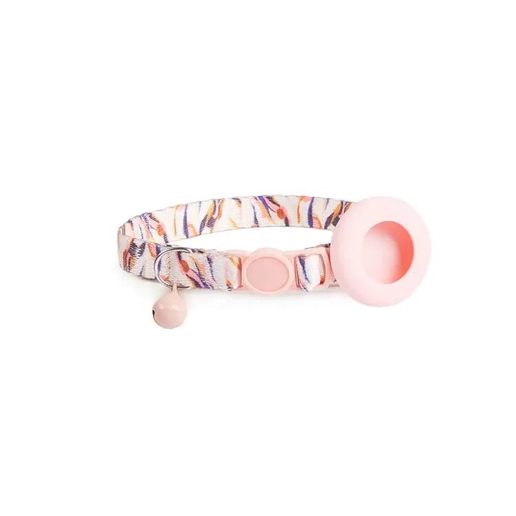 AirTag Pet Collar Holder with Bell & Safety Buckle – Stylish Printed Design - wevelnit