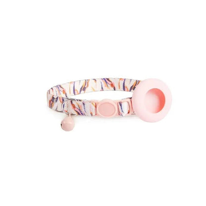 AirTag Pet Collar Holder with Bell & Safety Buckle – Stylish Printed Design - wevelnit