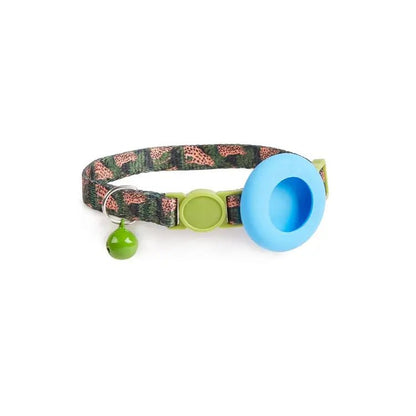 AirTag Pet Collar Holder with Bell & Safety Buckle – Stylish Printed Design - wevelnit