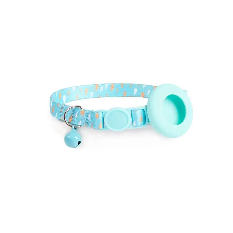 AirTag Pet Collar Holder with Bell & Safety Buckle – Stylish Printed Design - wevelnit