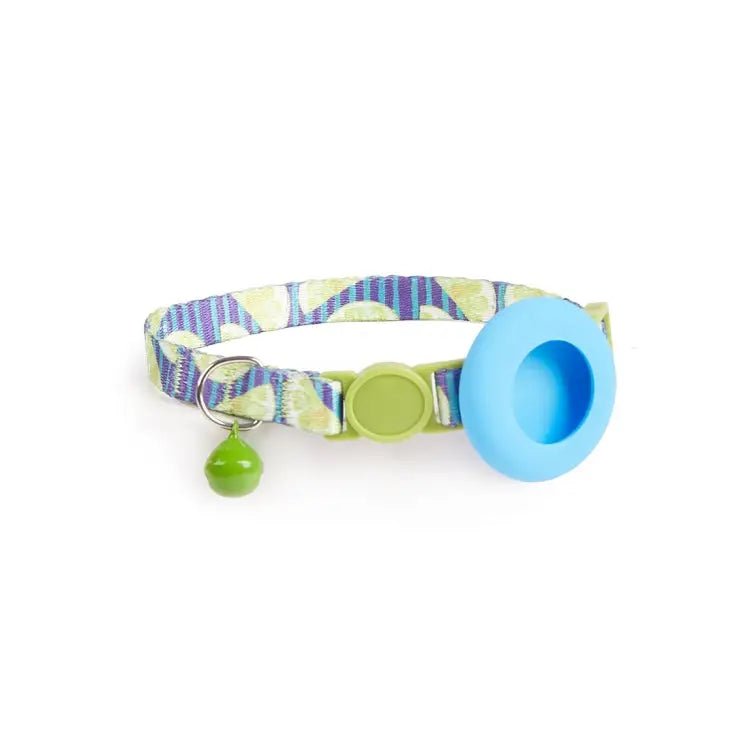 AirTag Pet Collar Holder with Bell & Safety Buckle – Stylish Printed Design - wevelnit