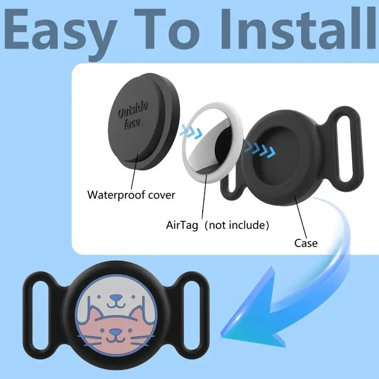 For AirTag Pet Collar Locator Silicone Life Waterproof Protective Case - wevelnit