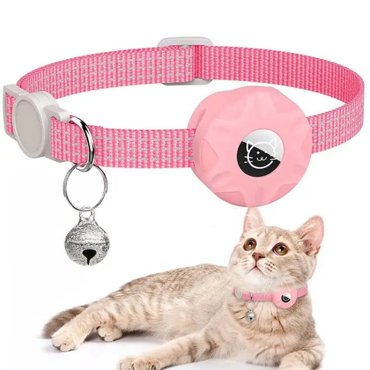 For AirTag Tracker Silicone Case Reflective Pet Cat Collar With Bell - wevelnit