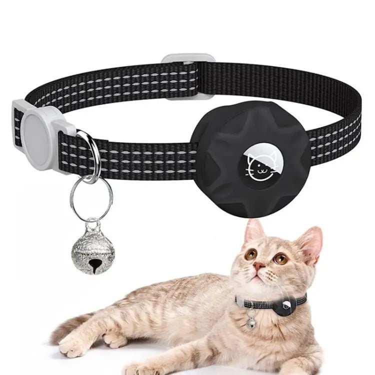 For AirTag Tracker Silicone Case Reflective Pet Cat Collar With Bell - wevelnit