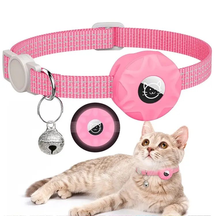 For AirTag Tracker Silicone Case Reflective Pet Cat Collar With Bell - wevelnit