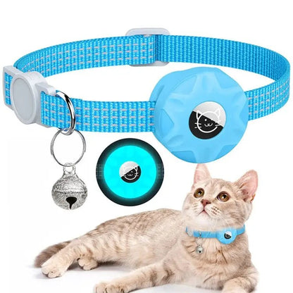 For AirTag Tracker Silicone Case Reflective Pet Cat Collar With Bell - wevelnit