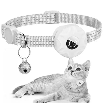 For AirTag Tracker Silicone Case Reflective Pet Cat Collar With Bell - wevelnit