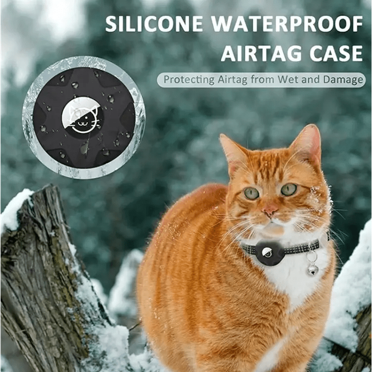 For AirTag Tracker Silicone Case Reflective Pet Cat Collar With Bell - wevelnit