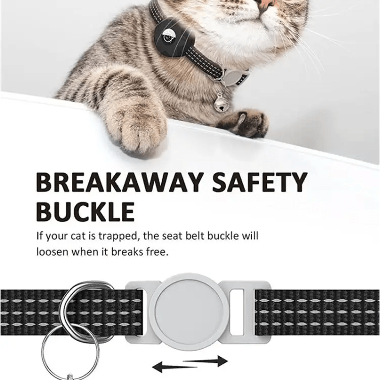 For AirTag Tracker Silicone Case Reflective Pet Cat Collar With Bell - wevelnit
