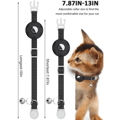 For AirTag Tracker Silicone Case Reflective Pet Cat Collar With Bell - wevelnit