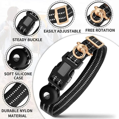 AirTag Silicone Sleeve with Reflective Nylon Dog Collar – M - wevelnit
