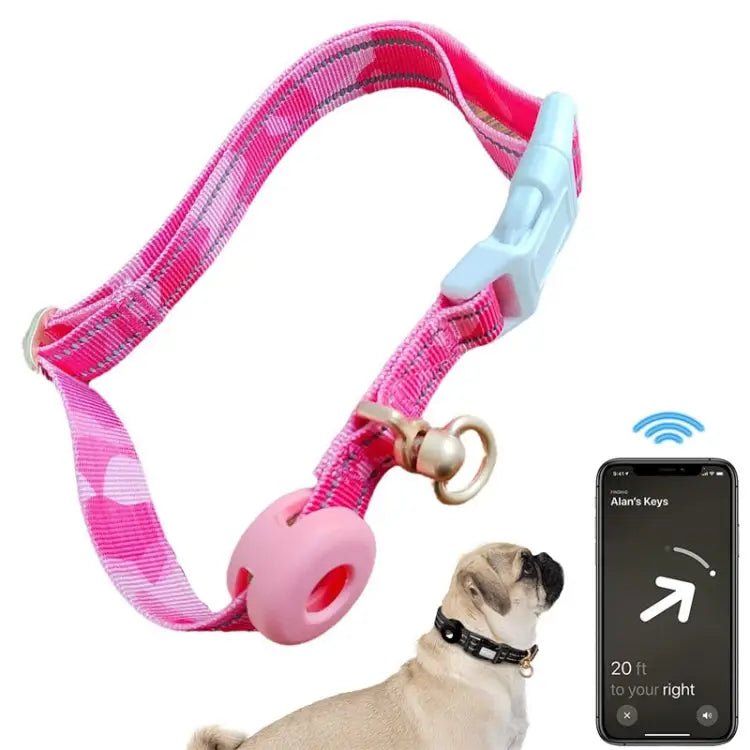 AirTag Silicone Sleeve with Reflective Nylon Dog Collar – M - wevelnit