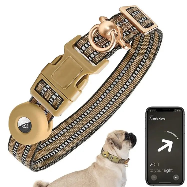 AirTag Silicone Sleeve with Reflective Nylon Dog Collar – M - wevelnit