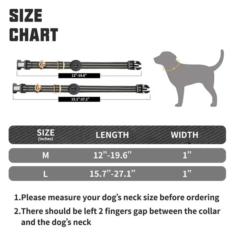 AirTag Silicone Sleeve with Reflective Nylon Dog Collar – M - wevelnit