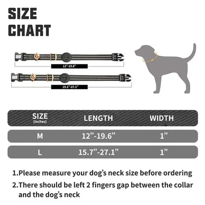 AirTag Silicone Sleeve with Reflective Nylon Dog Collar – M - wevelnit