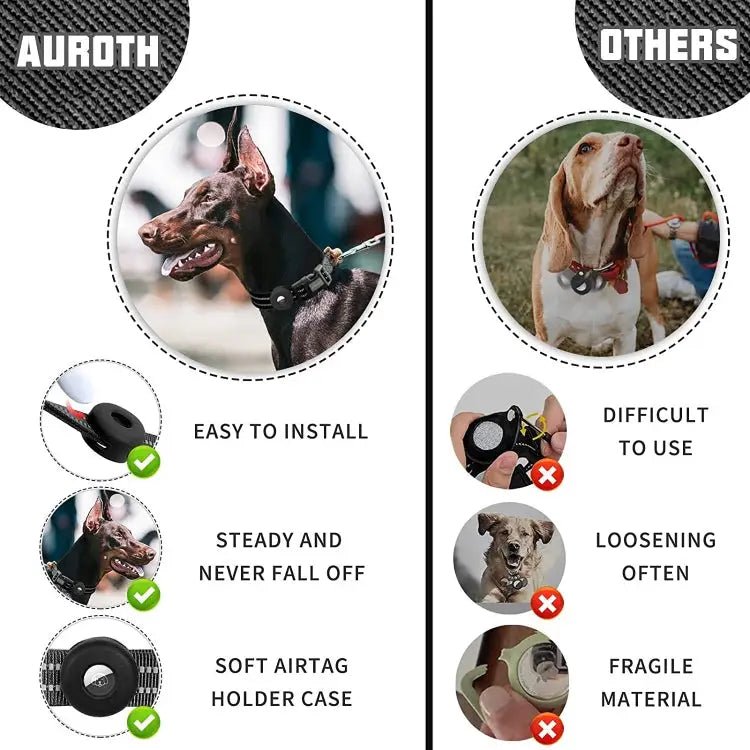 AirTag Silicone Sleeve with Reflective Nylon Dog Collar – M - wevelnit