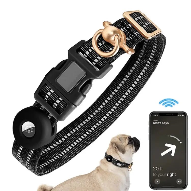 AirTag Silicone Sleeve with Reflective Nylon Dog Collar – M - wevelnit