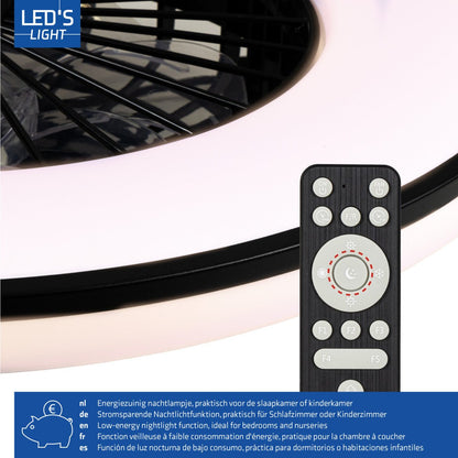 LED's Light Plafondventilator met Verlichting 48,5 cm – Zwart