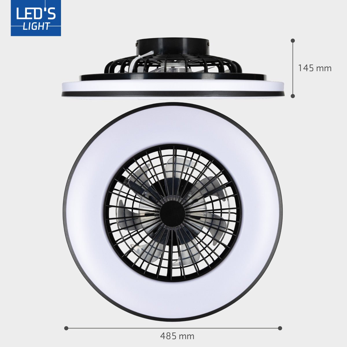 LED's Light Plafondventilator met Verlichting 48,5 cm – Zwart