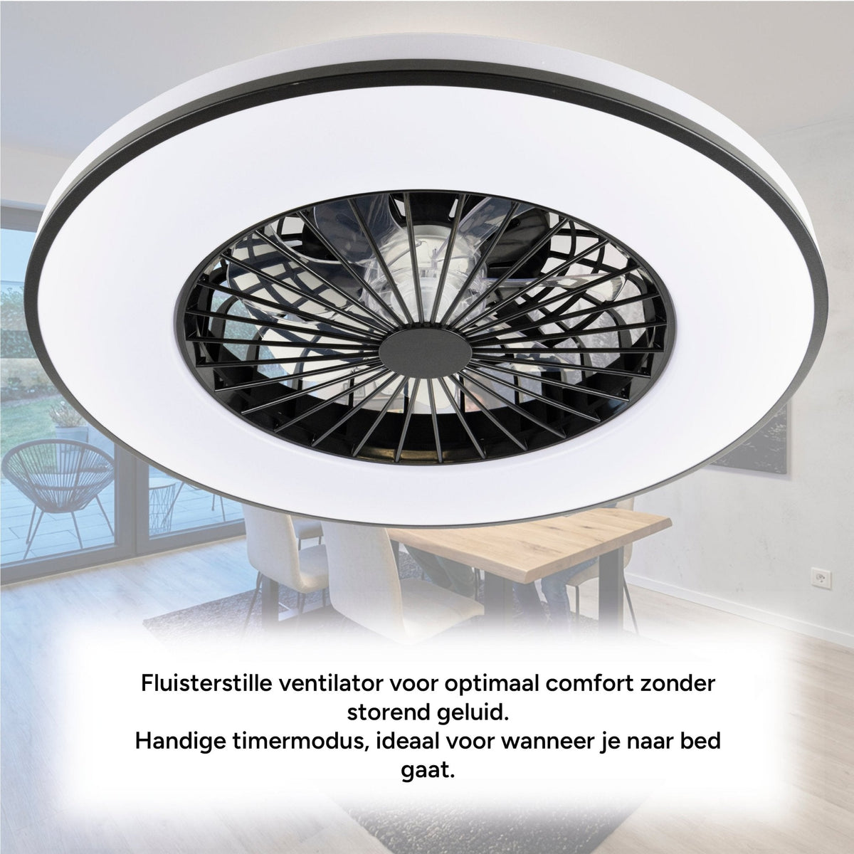 LED's Light Plafondventilator met Verlichting 48,5 cm – Zwart