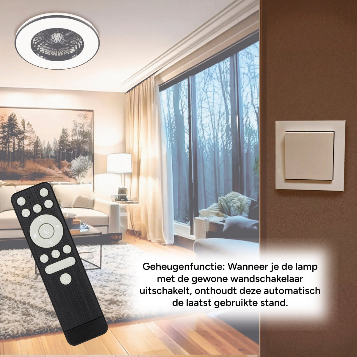 LED's Light Plafondventilator met Verlichting 48,5 cm – Zwart