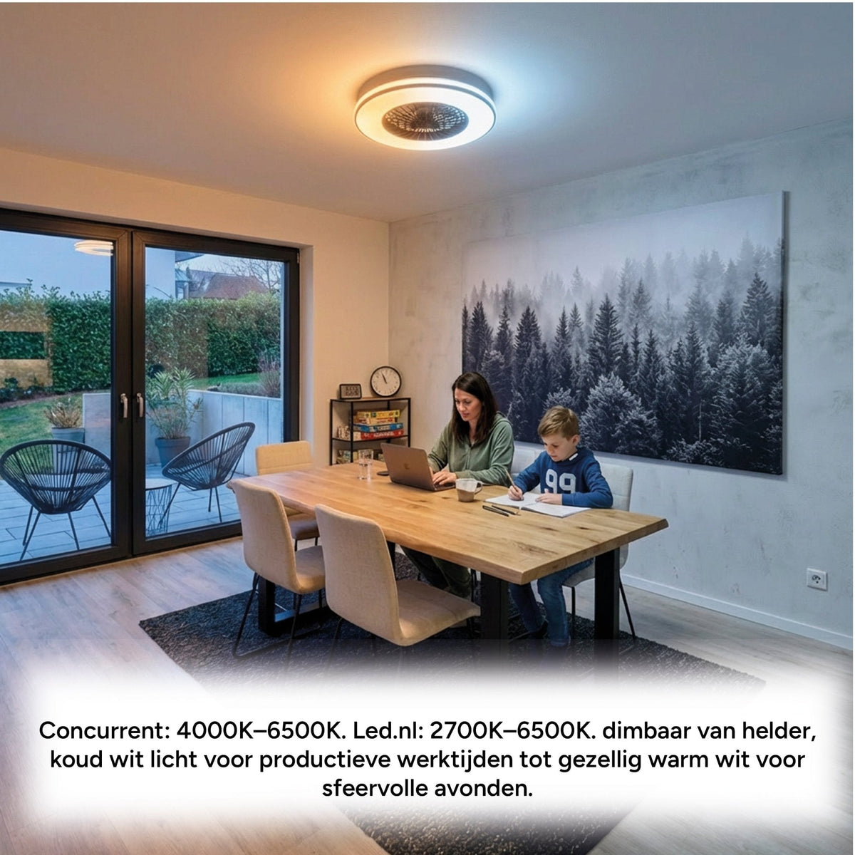 LED's Light Plafondventilator met Verlichting 48,5 cm – Zwart