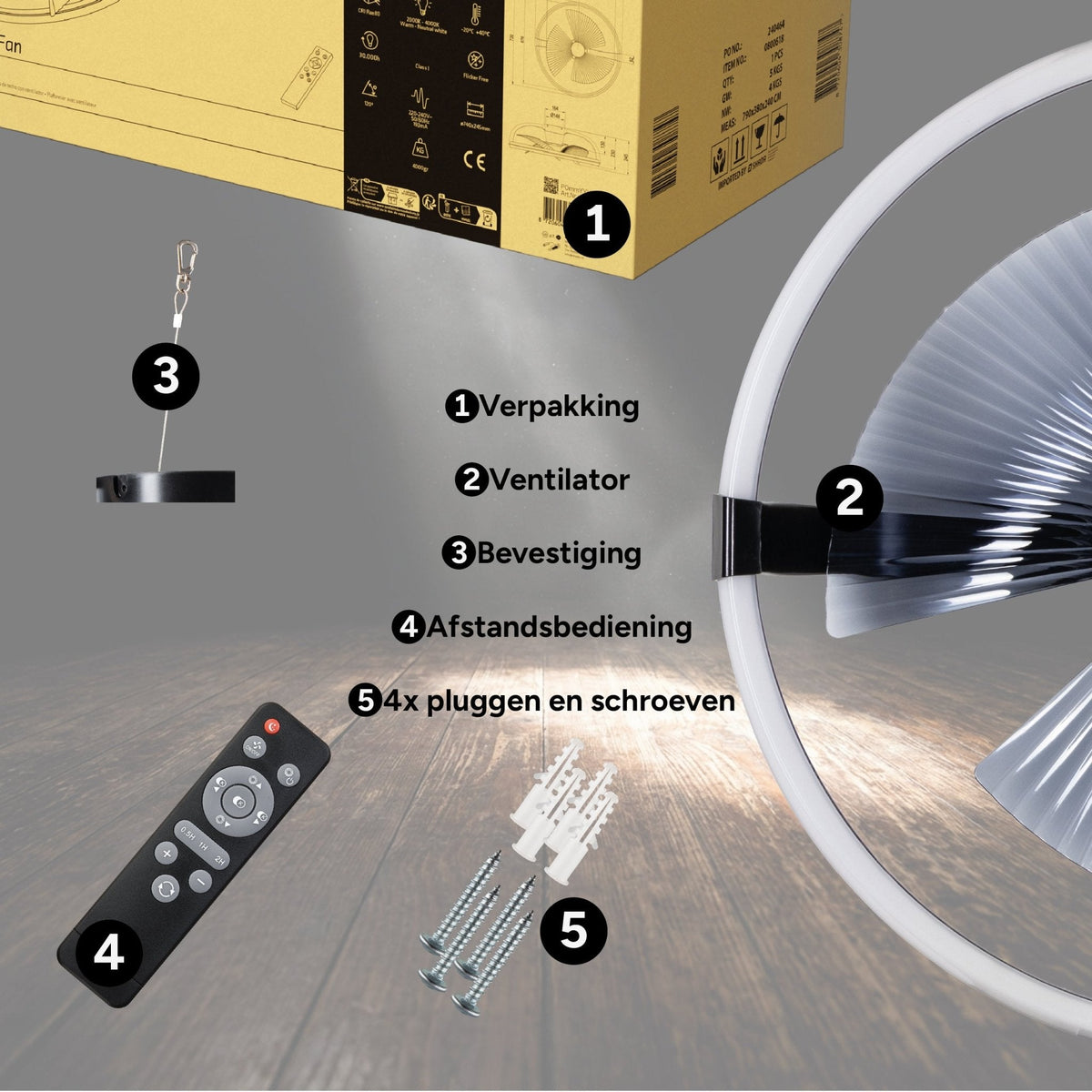 LED's Light Plafondventilator XL 74 cm met afstandsbediening