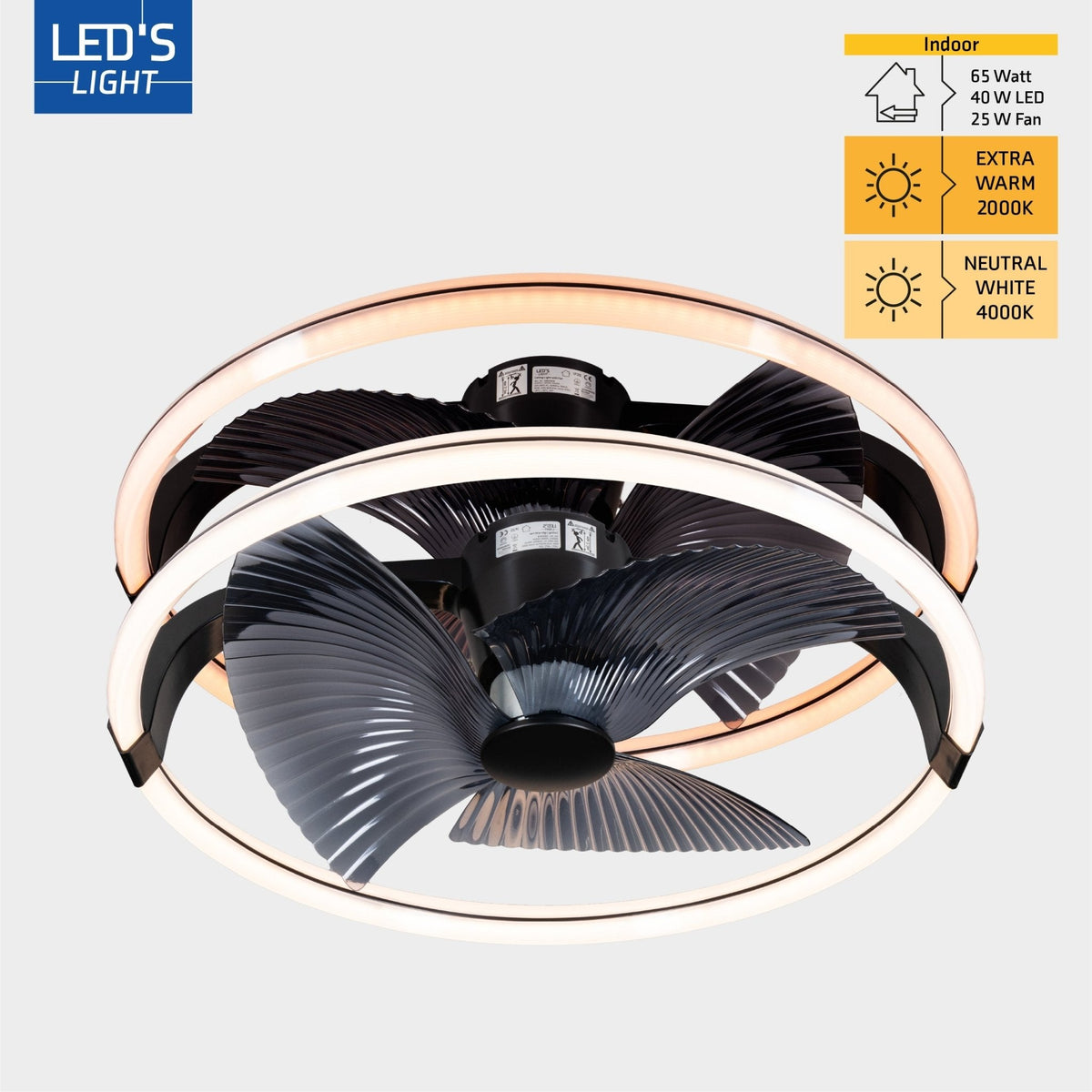 LED's Light Plafondventilator XL 74 cm met afstandsbediening