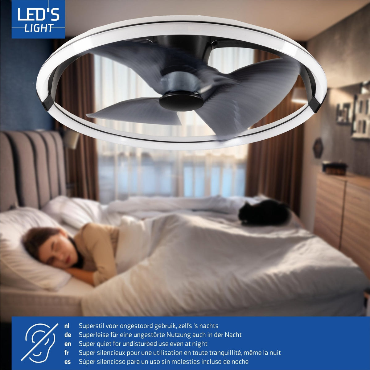 LED's Light Plafondventilator XL 74 cm met afstandsbediening