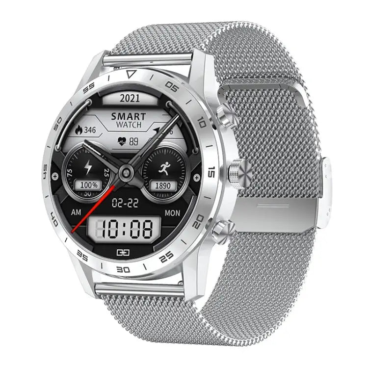LOANIY DT70 smartwatch met zilver stalen band