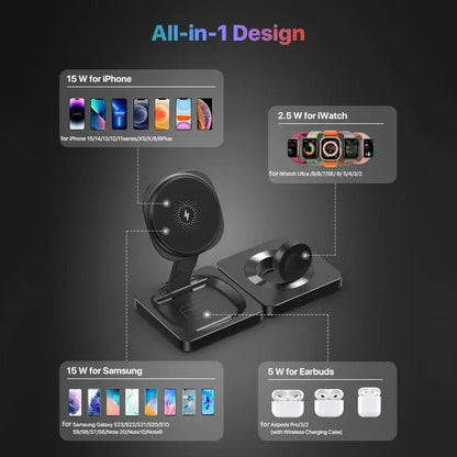 M9 3 - In - 1 Portable Magnetic Folding Wireless Charger Fast Charging Bracket - wevelnit