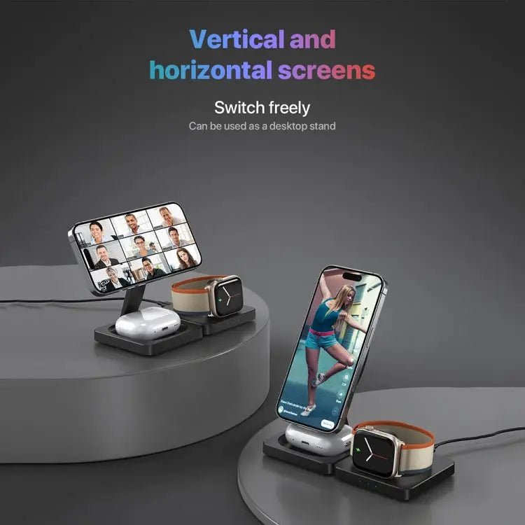 M9 3 - In - 1 Portable Magnetic Folding Wireless Charger Fast Charging Bracket - wevelnit