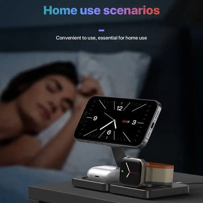 M9 3 - In - 1 Portable Magnetic Folding Wireless Charger Fast Charging Bracket - wevelnit