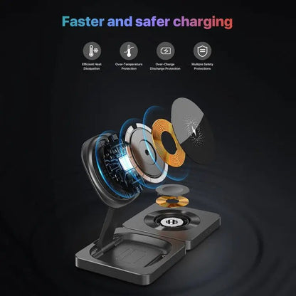 M9 3 - In - 1 Portable Magnetic Folding Wireless Charger Fast Charging Bracket - wevelnit