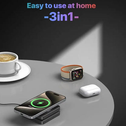 M9 3 - In - 1 Portable Magnetic Folding Wireless Charger Fast Charging Bracket - wevelnit