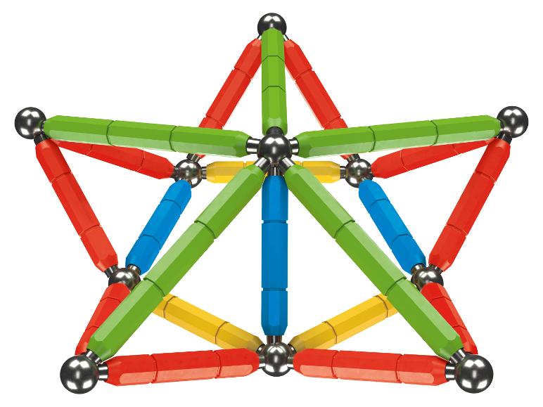 Stervormig bouwwerk van de kleurrijke magnetische bouwset