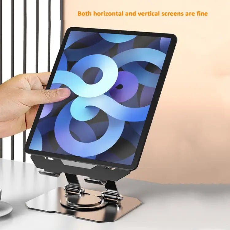 Metal Cooling Tablet Stand JS - 258 – Rotatable & Adjustable (Silver / Black) - wevelnit