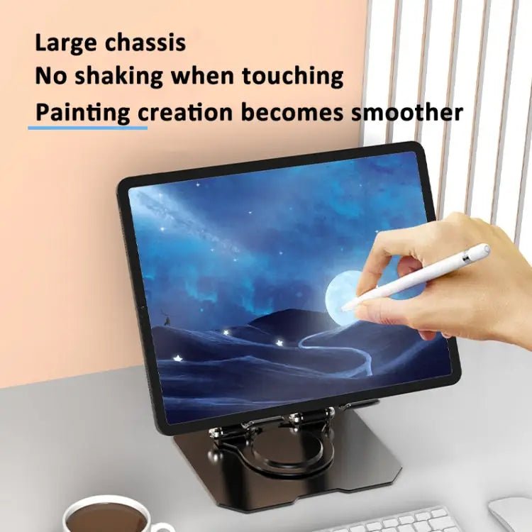 Metal Cooling Tablet Stand JS - 258 – Rotatable & Adjustable (Silver / Black) - wevelnit