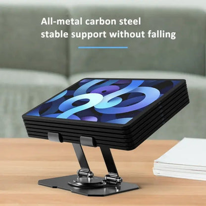Metal Cooling Tablet Stand JS - 258 – Rotatable & Adjustable (Silver / Black) - wevelnit