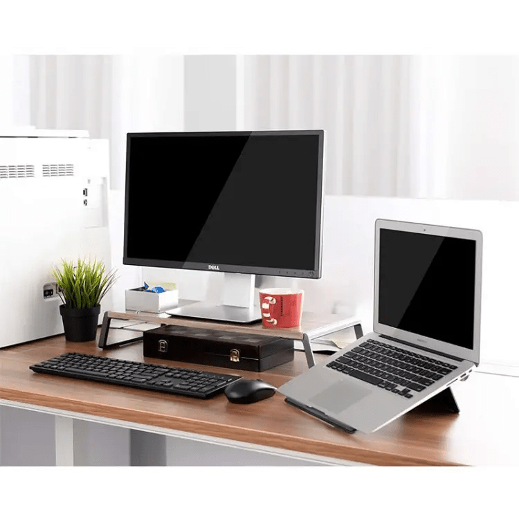 Monitor Stand Riser with Metal Feet for iMac MacBook LCD Display Printer, Lapdesk Tabletop Organizer Sturdy Platform Save Space(Black) - wevelnit