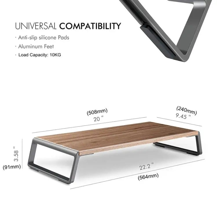 Monitor Stand Riser with Metal Feet for iMac MacBook LCD Display Printer, Lapdesk Tabletop Organizer Sturdy Platform Save Space(Light Wood Grain) - wevelnit