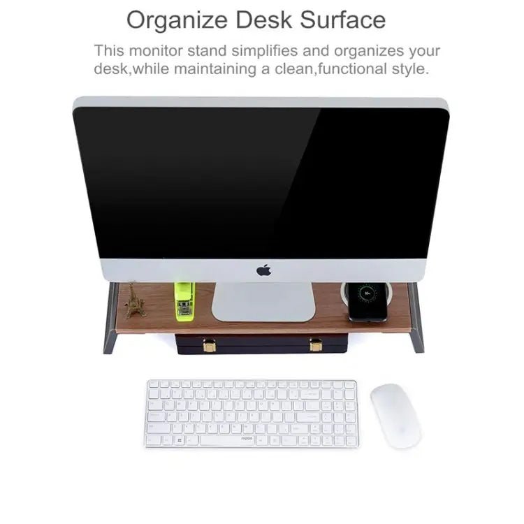 Monitor Stand Riser with Metal Feet for iMac MacBook LCD Display Printer, Lapdesk Tabletop Organizer Sturdy Platform Save Space(Black) - wevelnit